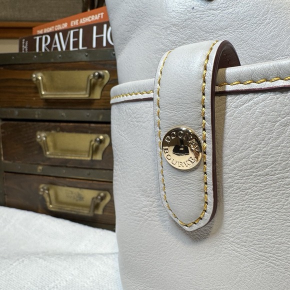 Dooney & Bourke Florentine Vacchetta Small Pocket Satchel Gray Italian Leather - Picture 3 of 16